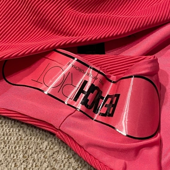 New! Beach Riot Emma cutout bow front bikini bottom pink rib 14385 - Picture 6 of 12